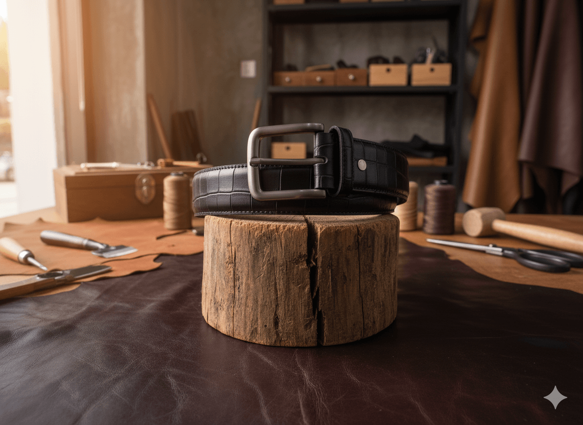 Casual Crocodile Belt 40mm  (Black)