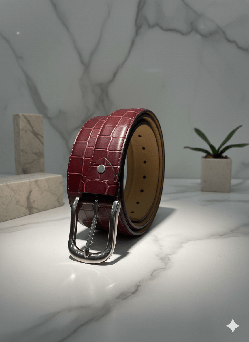 Executive Crocodile Belt 35mm (Burgandy)